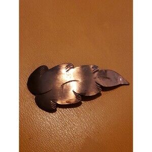 Vtg Leaf Copper Brooch Autumn Large Maple Grape Oak Mid Century Pin